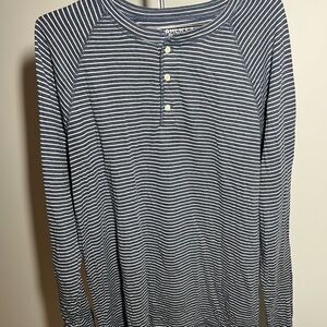 Faherty Navy Striped Long Sleeve Tee